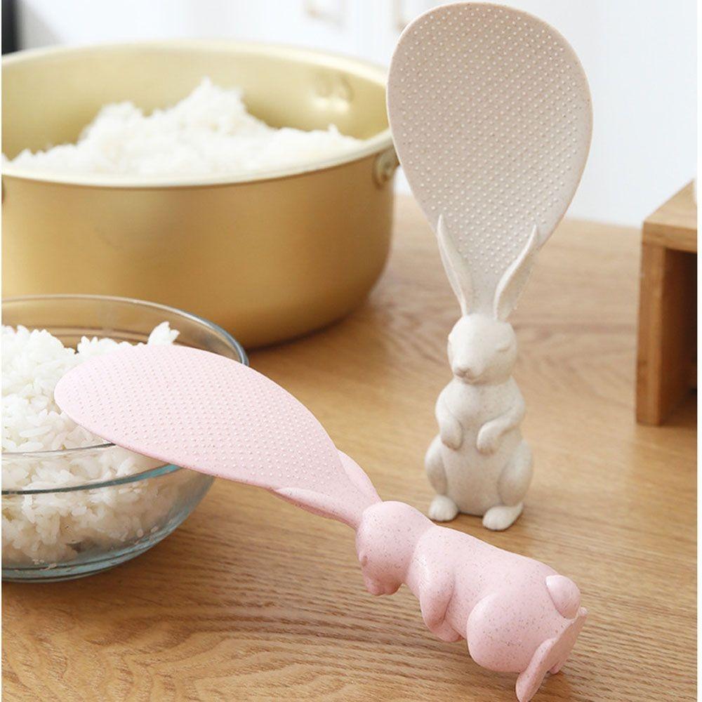 Plastic Wheat Straw Rice Spoon Cute Rabbit Rice Shovel Hot Rice Spoon  Home Kitchen