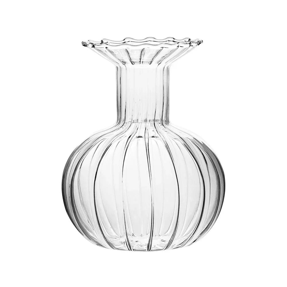 Transparent Vintage Relief Vase INS Mini Glass Vase Hydroponic Plant Vase Desktop Ornaments Wedding Party Supplies Home Decor