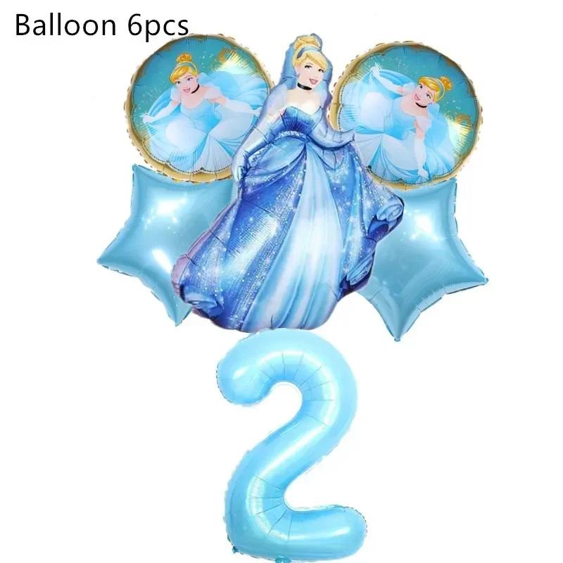 Cinderella Birthday Party Decoration Princess Balloons Cups Plates Banner For Girls Party Favor Gifts Baby Shower Photo Props