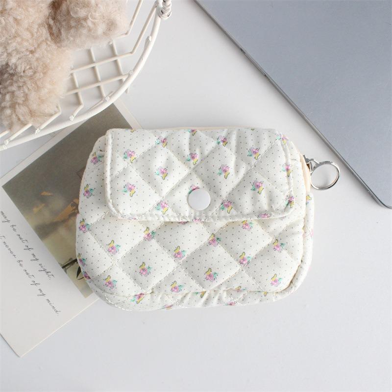 Cute Cartoon Floral Quilting Document Storage Bag Card Wallet Coin Purse ID Card Holder Driver's License Holder Badge Holder