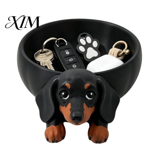 Schreibtisch-Schreibwaren-Aufbewahrung 3D-gedruckte Dackel-Schale, Harz-Hundeform-Schreibtisch-Organizer für Schlüssel, Schmuck, Organisation von kleinen Dekorationsgegenständen