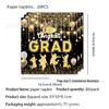 Graduation Party Disposable Tableware Set: Paper Plates, Cups, Banner, Tablecloth, and Knives. Perfect for University Graduation Celebrations.