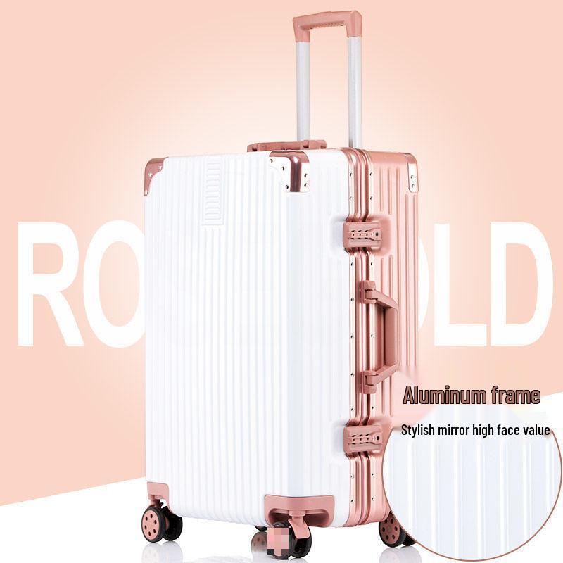 Korean Style Unisex Travel Suitcase: Universal Wheels, Large Capacity, Leather, Combination Lock, Aluminum Frame