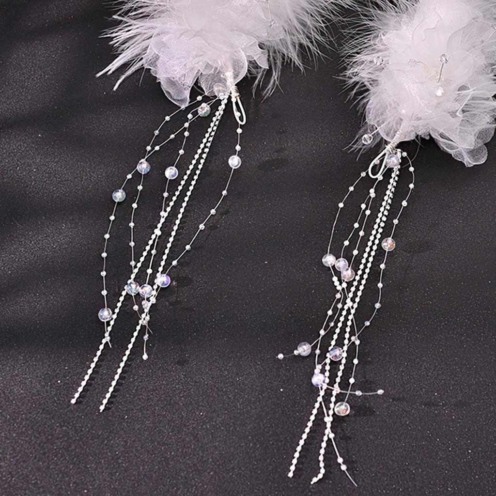 Fairy Bridal Wedding Headband Tiaras Hair Hoop Jewelry with Beaded Tassel for Birthday Stage Party Show Dress Up