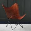 Indian Handmade Genuine Goat Leather Butterfly Arm Chair