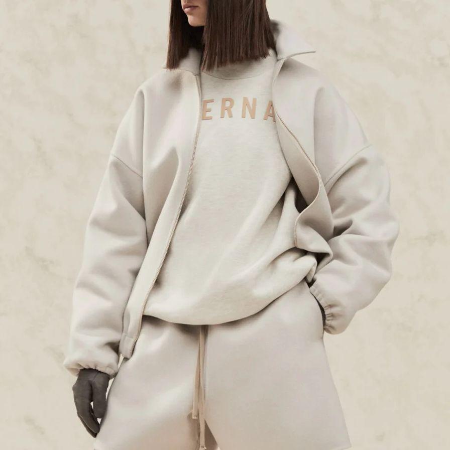 Fear Of God Eternal Collection Fleece Crewneck Sweatshirt With Letter Print Unisex Tops Warm-Heather-Oatmeal FOG-SS23-711