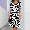 Black Flower 3d Printed Elegant Long Dresses Harajuku Womens Short Sleeves Tshirts Dresses Vintage Streetwear Swing Skirts