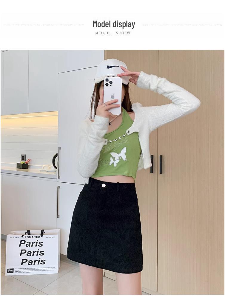 2026 Women's High-Waisted Corduroy A-Line Skirt: Slimming, Anti-Exposure Design for Autumn/Winter