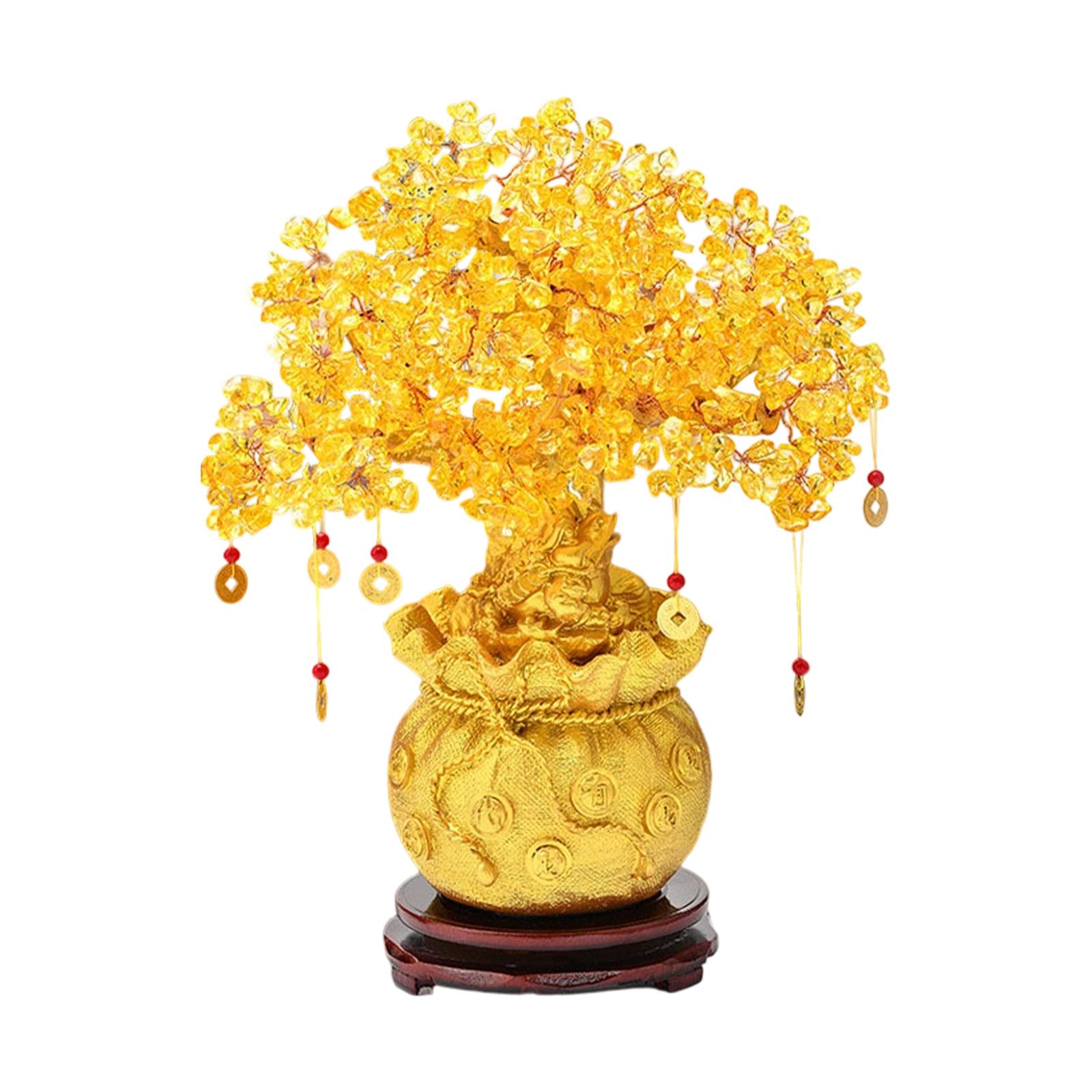 Money Tree Figurine Creative Money Bag Prosperity Sculpture Decorative Statue Tabletop Ornament for Shelf Living Room Entrance золотой