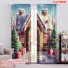 2pcs 2D Flat Printing Merry Christmas Popular Curtains Candies 100% Polyester Without Electricity 0 Perfect for Festive
