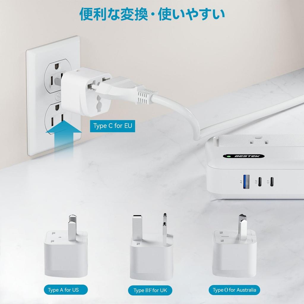 BESTEK of Trade and Industry Travel Modified Sine Wave PD Fast Charging and AU 220V to 100V Compatible with Japanese Compact and Perfect for Overseas