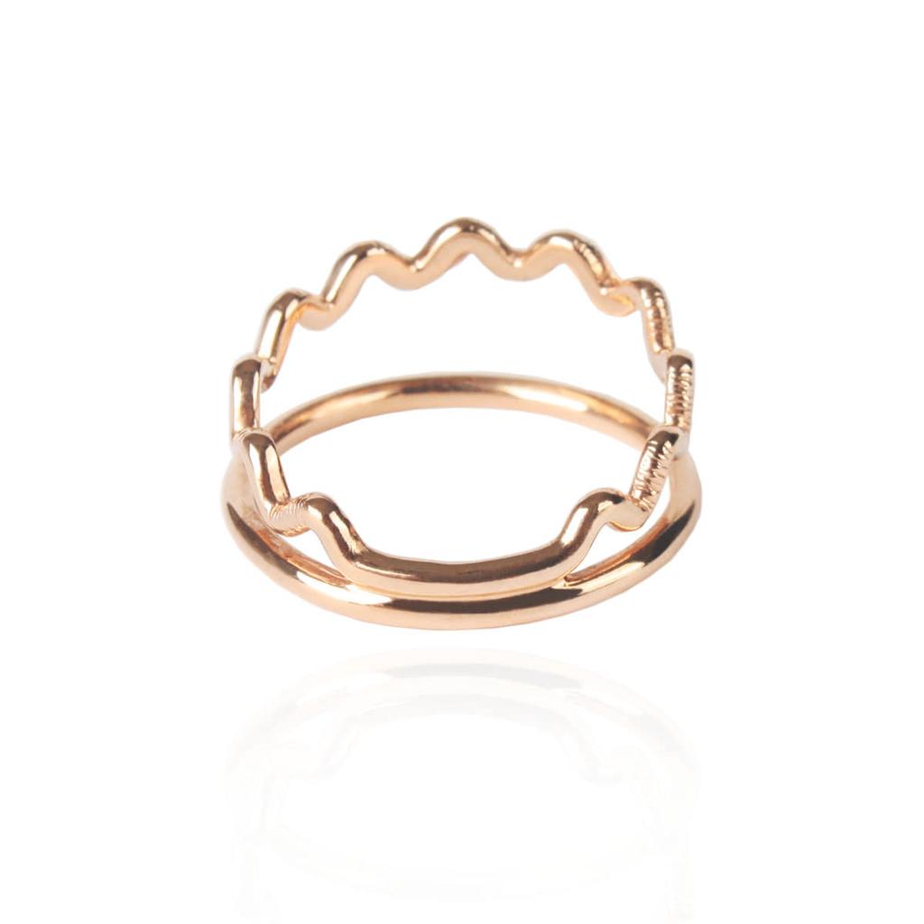 Mezmic White Magic Zigzag Double Gold Ring