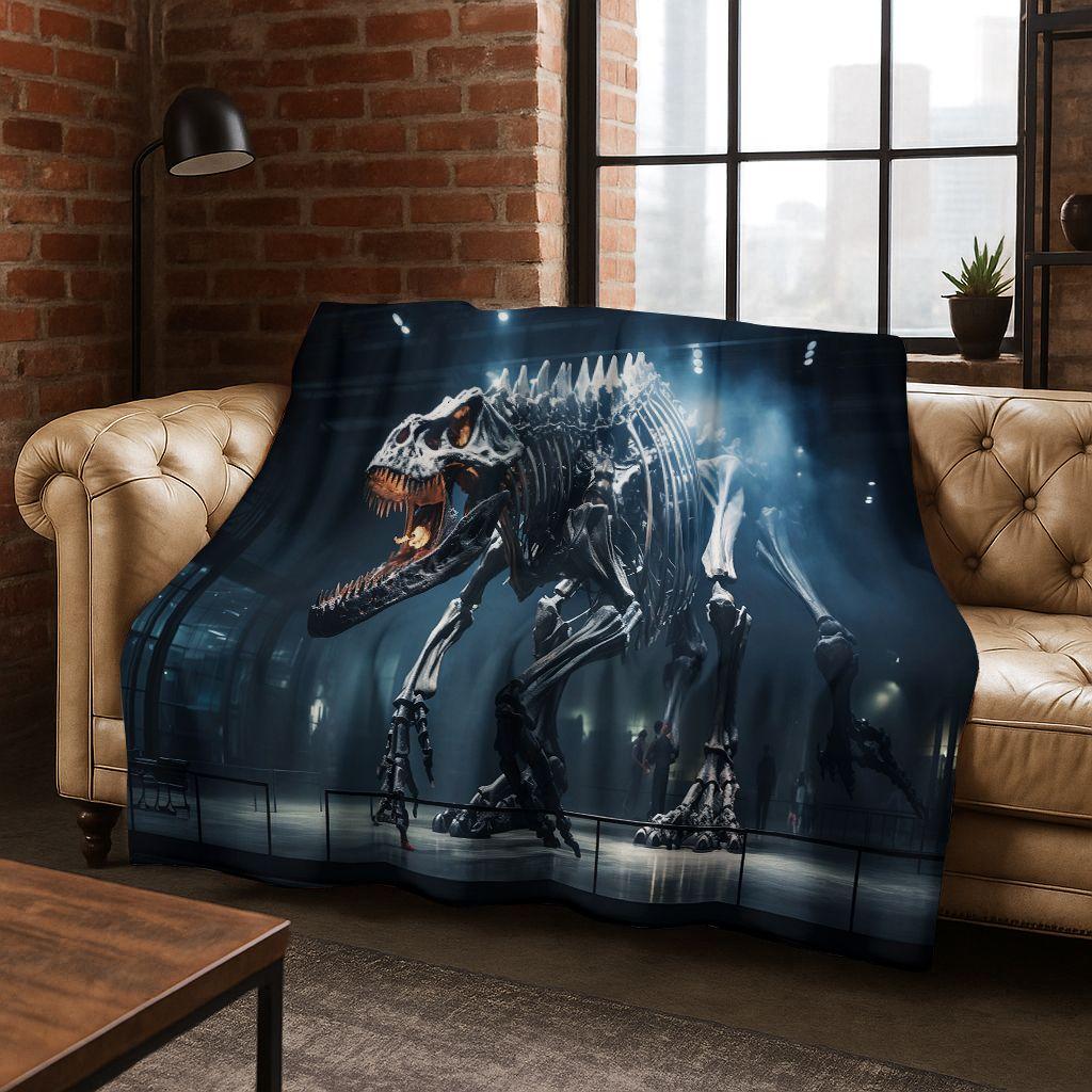 Ancient Creatures Dinosaur Ammonite Fossil Art Flannel Blanket,Cozy Soft Throw Blanket for Home Bedroom Bed Sofa Cover Gift Kid