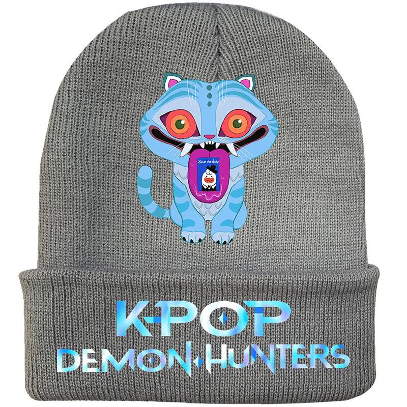 K Pop Dämonenjäger Cartoon Buchstaben Print Strickmützen Herbst Winter Erwachsene Outdoor Warme Mütze