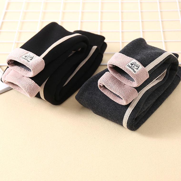 Girls' Winter Plus Velvet Thick Leggings - One-Piece Warm Outerwear Pants for Kids