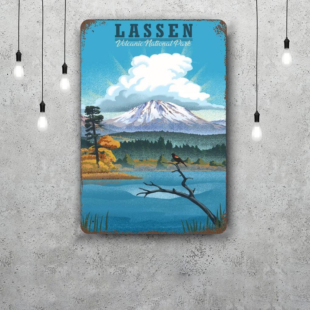 Lassen National Park Retro Vintage Tin Sign Poster Decorative Plaque Metal Plate Wall Decor