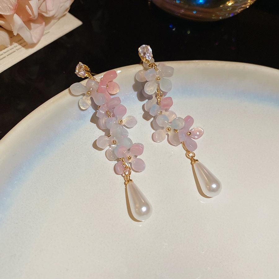 Silver Needle Pink Butterfly Zircon Cutout Stud Earrings - High-End Luxury Fashion Jewelry