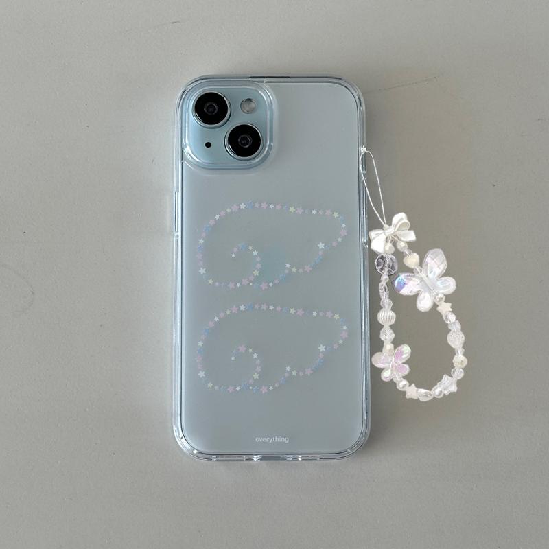 Mode Korea INS Vita Stjärnvingar Fodral för iPhone 16 Pro 15 14 13 12 11 Promax Plus Lyxigt Högkvalitativt Minimalism Baksidesfodral