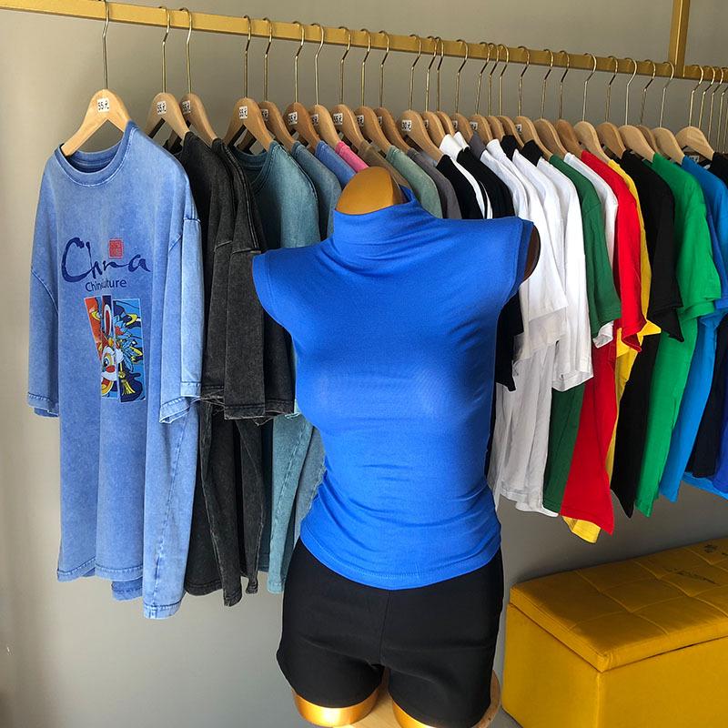 

Женский облегающий топ без рукавов - Мода Весна/Лето 2025, Полувысокий воротник, Эластичный базовый жилет. Large синий