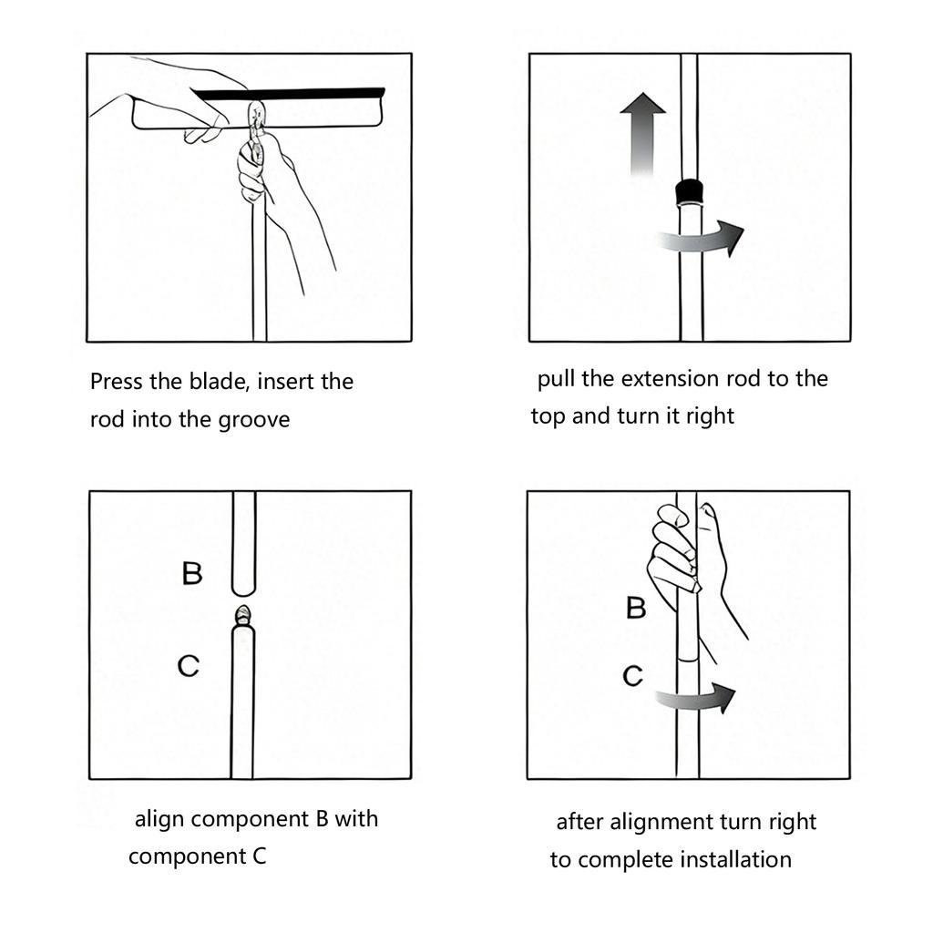 Two Sided Window Scraper With Flexible Blade And Long Telescoping Handle Up To 38 Inches
