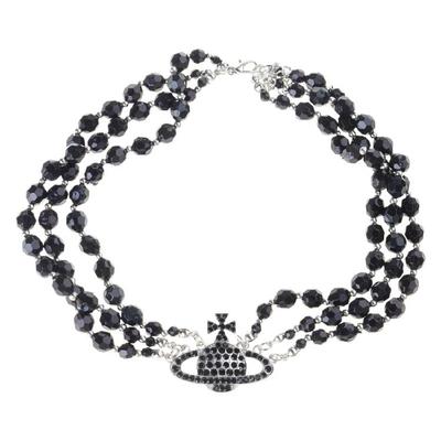 Fashionable Multi Layer Necklace Black Crystal Planet Pendant Necklace Alloy Texture Suitable for Modern Elegances