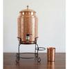 Copper Water Dispenser Set, 5 Litres, with Stand, 1 Glasses and ABS Tap, HaMmered Design (HaMmered Natura)