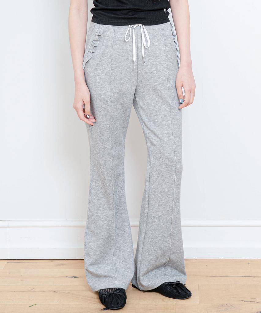 Dilleiopeu Frill Point Bootcut Sweatband Pants [Gray]