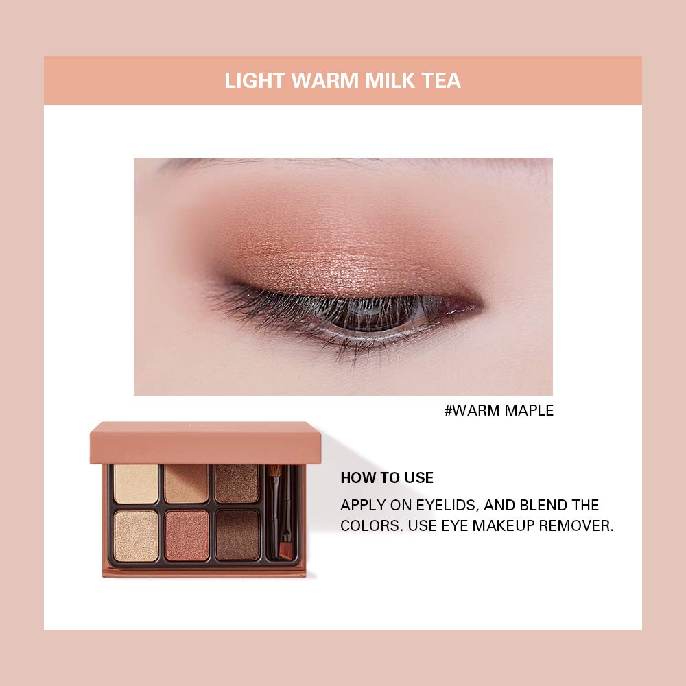 HEME Heme 6-Color Eyeshadow Palette (6 Colors) Warm Maple Taiwanese Cosmetics (Cotton Rose)