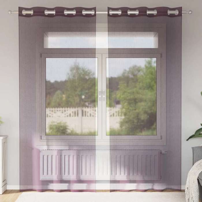 VidaXL Voile Curtains with Eyelets 2 Pcs Purple 140x245 Cm, Net Curtain, Sheer Curtain, Window Voile, 4102104