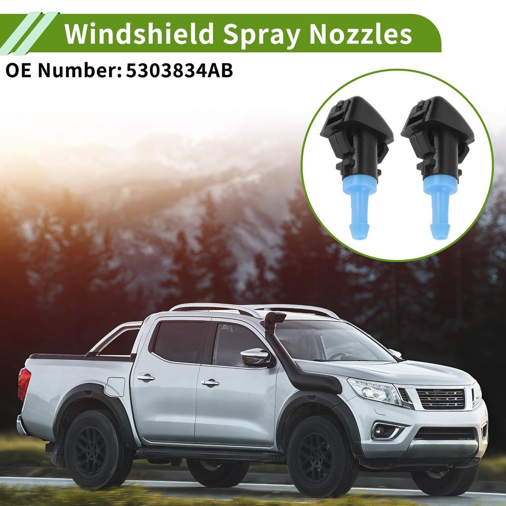 Front Windshield Nozzle for HOPESPANNER Jeep No.5303834AB Black Windshield Nozzle Wiper Washer Jet Plastic 1 Set