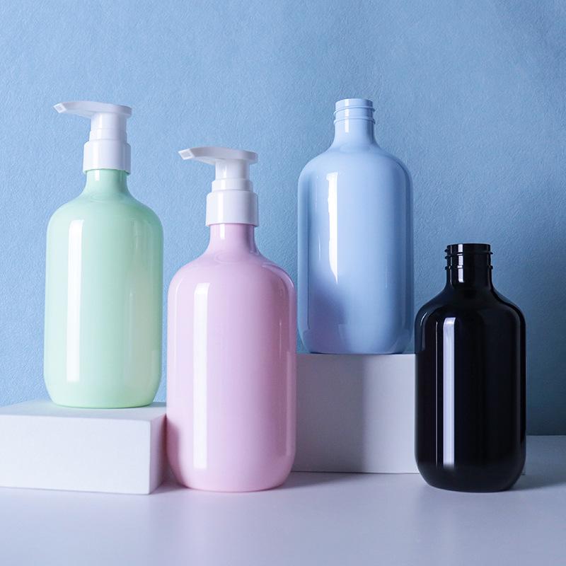 Round Shoulder Refillable PET Lotion/Shampoo Bottle - 200ml/300ml/500ml, Transparent Plastic