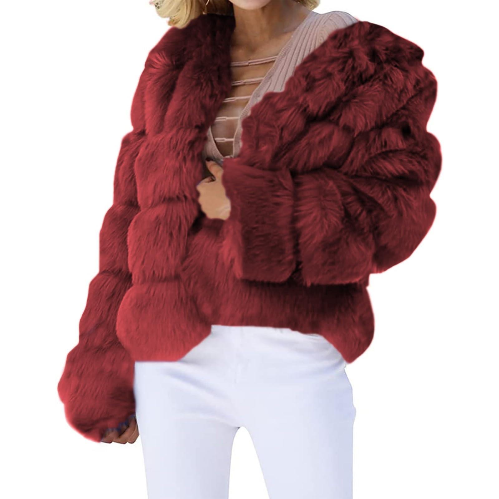 

Женская мода и зима повседневная свободная теплая однотонная куртка M винный