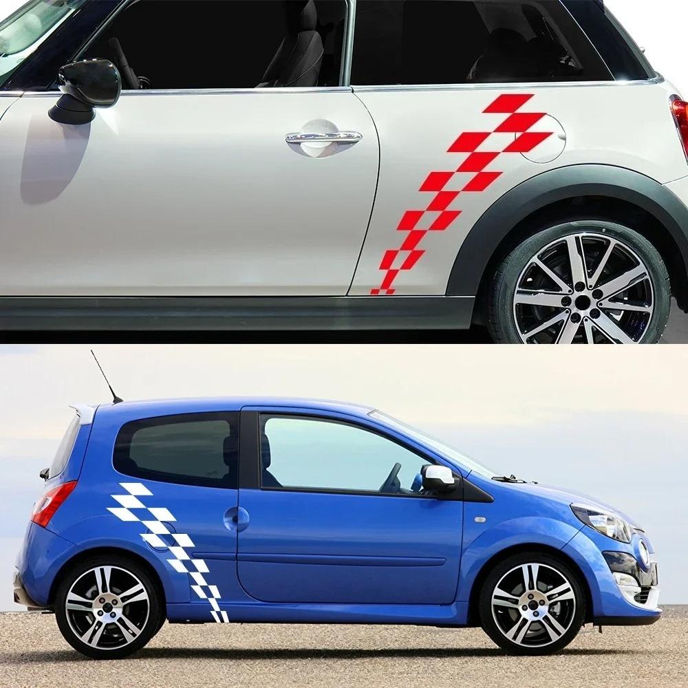 2PCS Car Side Body Door Stickers For Renault Clio RS R.S. MK2 3 4 Racing Flag Style Vinyl Decals Auto Decor Stickers Accessories