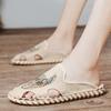 Fashion Men Canvas Embroidered Close Toe Slippers Handmade Mens Embroidery Summer Flat Shoes Comfortable Denim Shoes for Man