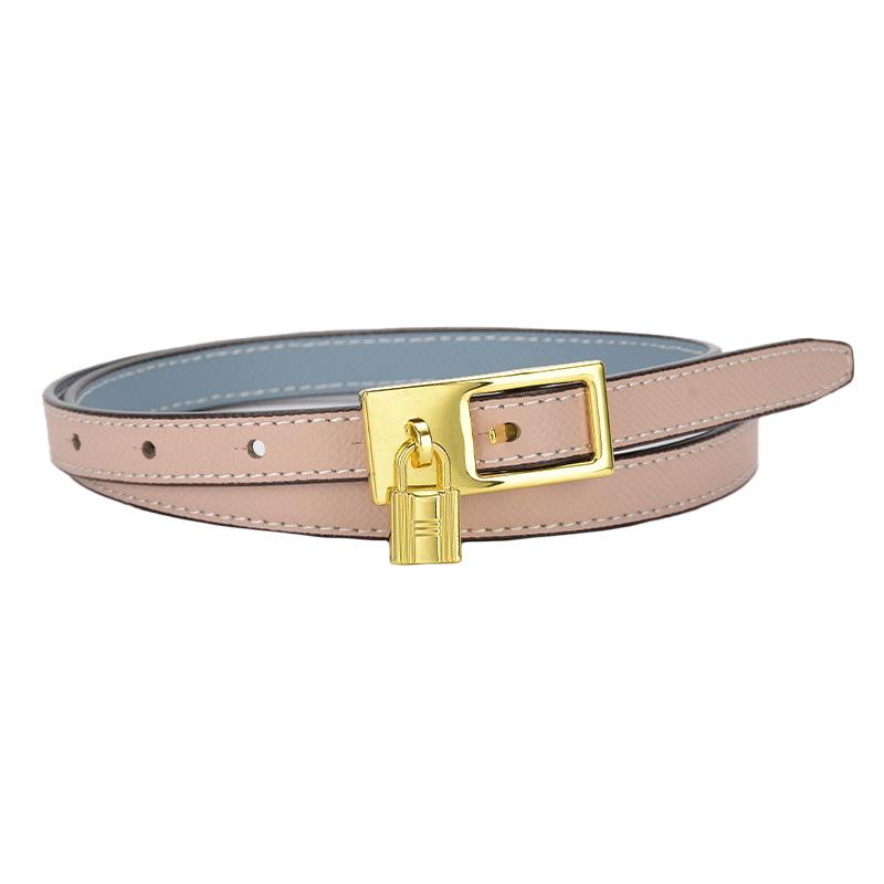 Four Seasons Available New Belt Women'S Fashion Cowhide Belt Lock Head Needle Buckle Free Adjustable Pants Bag Versatile Thin Belt