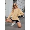 Damen Herbst und Winter Neu Einfarbig Gerippt Rundhals Langarm Lockeres Sweatshirt Top