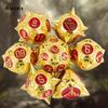 7 Pcs Golden Red Meteor Hammer Metal Dice Solid Metal Polyhedral Dice Set Suitable for Role-Playing RPG  Board Game Card Game