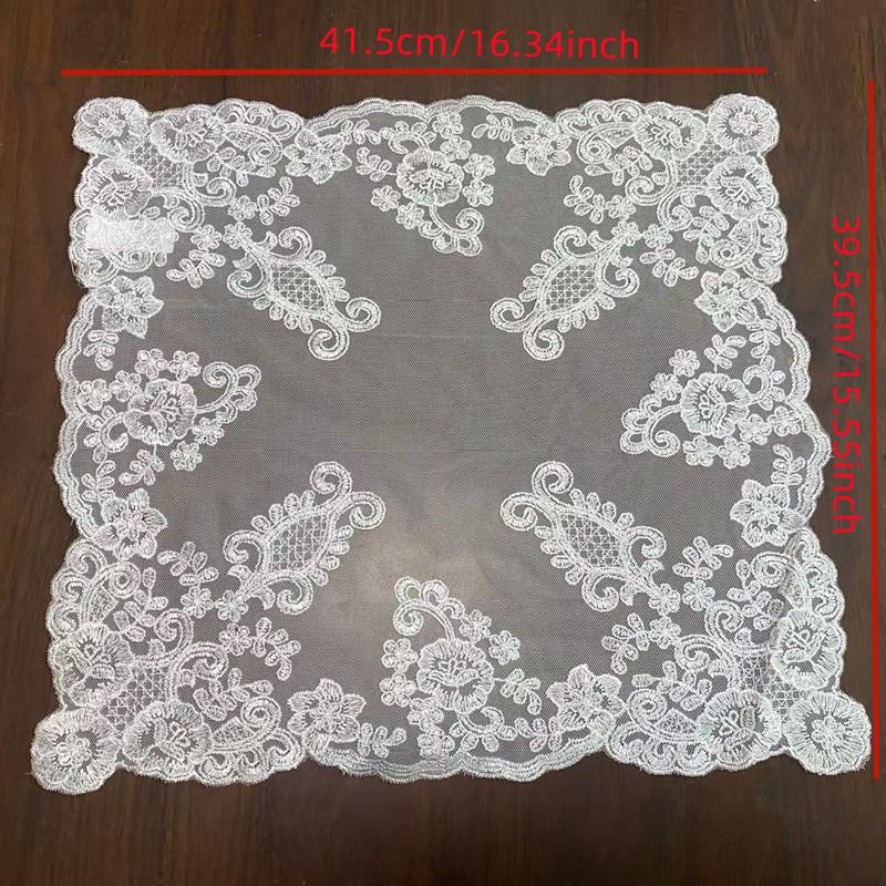 

Європейська Класична Біла Мереживна Сітка Вишита Прямокутна Підставка для Фруктів Десертів Кавового Столика Чайний Килимок Шкатулка для Ювелірних Виробів Антикварна Накидка 41.5cm x39.5cm