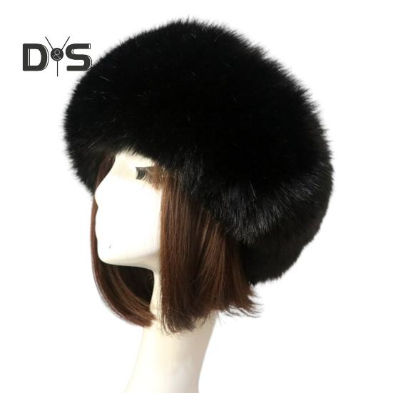 

Женская повязка на голову из искусственного меха осень-зима плюшевая без полей без верха мягкая пушистая шапка утепленный зимний аксессуар чёрный