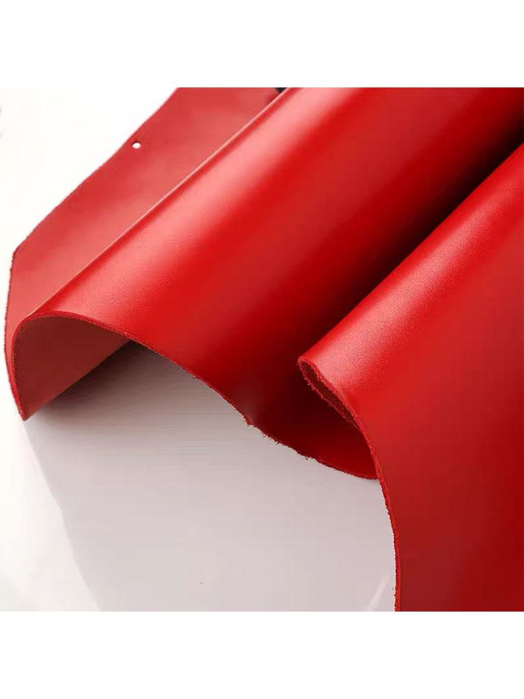 Planted Tanned Cowhide Fabric, Top Layer Genuine Leather, Stiff Tree Cream Leather, Handmade DIY Leather, Whole Piece Red Leathe