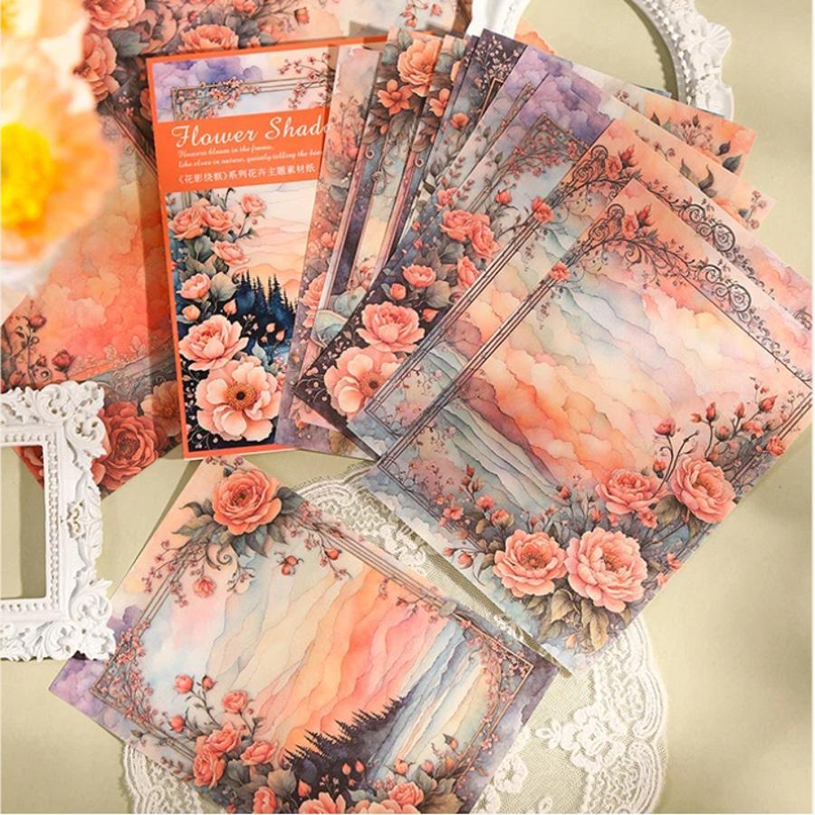 30Pcs Vintage Floral Scrapbook Paper Flower Frame Decorative Sheets For Journal DIY Collage Planner Craft Scrapbooking Supplies