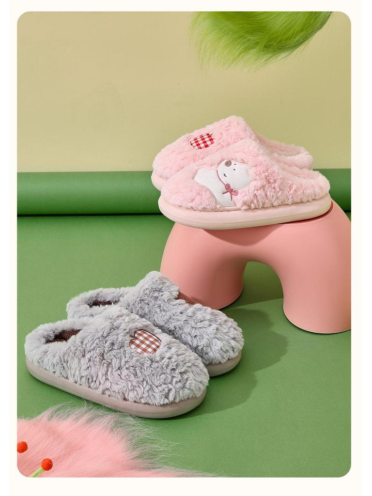 Jie Liya 2025 Women's Cute Cartoon Cotton Slippers - Cozy Indoor Plush for Autumn/Winter (Available for Men Too)