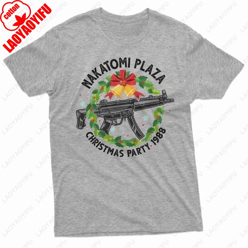 

Fashion Mens Nakatomi Plaza Oneck Shirt Vintage Christmas Party 1988 Graphic TShirt Funny Christmas Movie Unisex Cotton Tees S