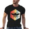Retro 70s Beekeeper Bee Hexagon T-Shirt Work Utility Short Sleeve Shirt