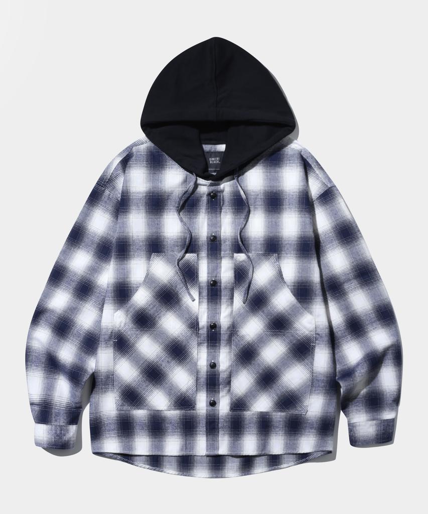 Dimiteulibeullaeg Double Knee Tartan Check Hoodie_Navy