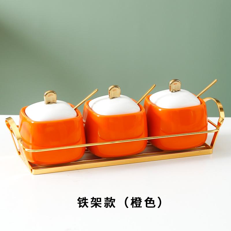 

Оранжевый керамический набор баночек для приправ, скандинавская коробка для приправ, кухонная коробка для приправ, солонка, подарок, подарок