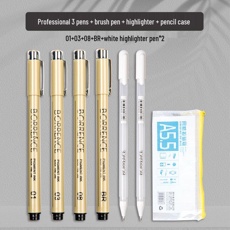 Refillable Waterproof Black Ink Needle Point Pen for Students & Adults - Ideal for Anime, Art, Drawing, Calligraphy, and Brush Supplies.