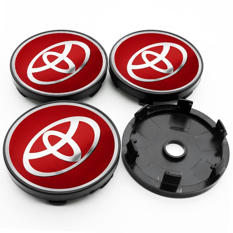 4 Stück 56+60mm Auto Radnaben-Plaketten Aufkleber Mittelkappen Felgenabdeckung Auto Zubehör Für Toyota Prado Yaris Hilux Verso Fortuner Supra