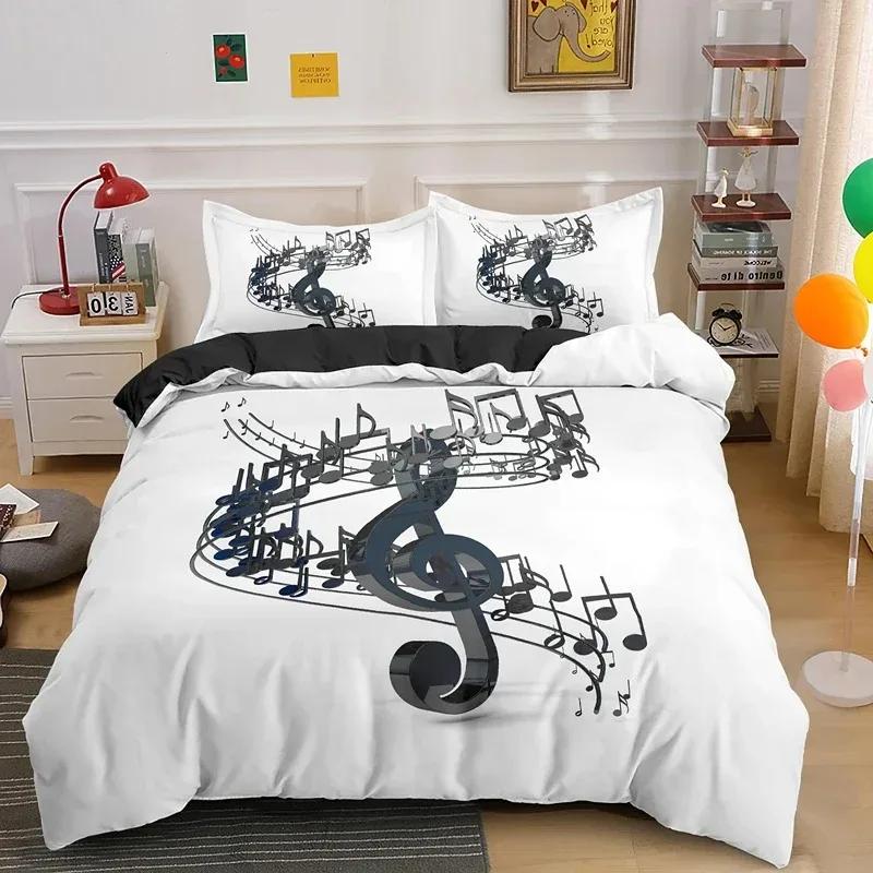 Musical Note Bedding Set A Music Theme Quilt Cover Kingqueen Size With Pillowcase Fashionable Psychedelic Soft Duvet Cover