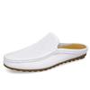Fashion Brand Summer Half Men's Shoes Genuine Leather Breathable Loafers Slip On Casual Mulles Men Half Slippe Moccasins Plus Size 38-46